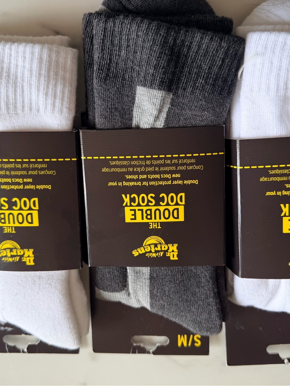 Dr. Martens Men's Double Doc Socks (set of three) - Gray white